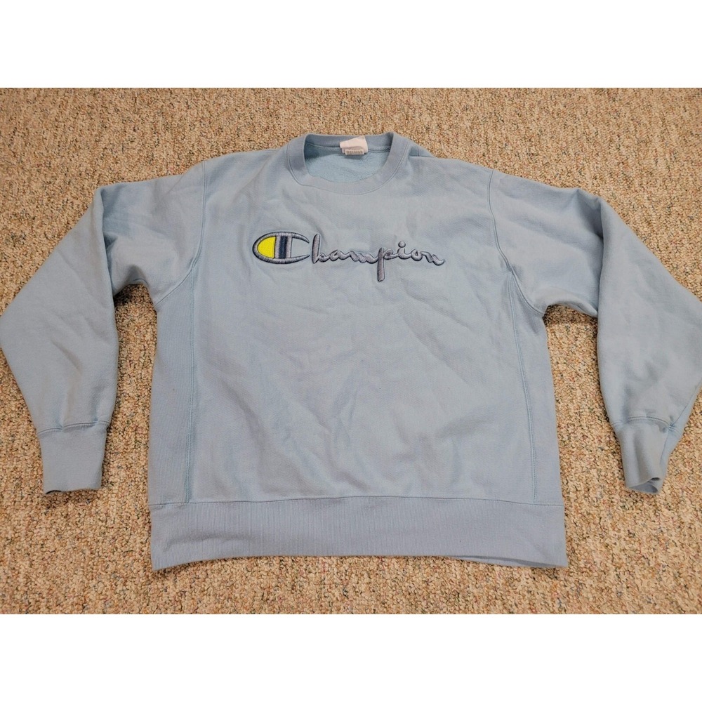 Champion Sweatshirt Mens Large Powder Blue Reverse Weave Crew Neck Streetwear